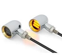 Alchemy Parts Mini LED Motorbike Indicators - CNC Aluminium - PAIR (Chrome with Brass Bezel)