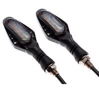 Alchemy Parts Motorbike 12V LED Indicators Turn Signals with Integrated Driving Lights | Pair of Amber Indicator Lights | Classic Design