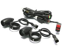 Alchemy Parts Motorbike Auxiliary Lights with 40-41mm Fork Clamps and a Complete Wiring Kit - Top Visibility