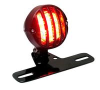 Alchemy Parts Motorbike Rear Stop Tail Brake Light with Removable Bracket Number Plate Holder Round Lamp with Grill Vintage Retro Look