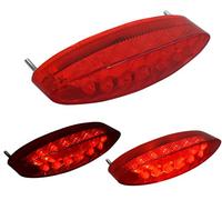 Alchemy Parts Motorbike Taillight LED Stop Run Brake Oval 12 Volt with Licence Number Plate Light for Café Racer Scrambler Street Bike Back End Flush Mount Tail Tidy Red Light Lens