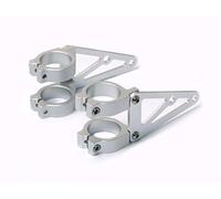 Alchemy Parts Motorcycle Brushed Headlight Brackets with Fork Clamps to fit 48-49mm Diameter Forks in Silver (2 PCS) for Custom Café Racer Street Bike