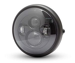 Alchemy Parts Premium 7.7" LED Motorbike Projector Headlight | Matt Black | Bright 66W | Ideal for Cafe Racer & Scrambler - SHALLOW