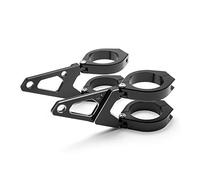 Alchemy Parts Premium CNC Motorcycle Headlight Brackets for Cafe Racer & Street Motorbikes | Short Arm with Indicator Holes | T6061 Aluminium | Adjustable | 2-Piece Fork Clamps (46-47mm)