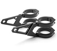Alchemy Parts Premium CNC Motorcycle Headlight Brackets for Cafe Racer & Street Motorbikes | Short Arm with Indicator Holes | T6061 Aluminium | Adjustable | 2-Piece Fork Clamps (32-33mm)