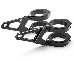 Alchemy Parts Premium CNC Motorcycle Headlight Brackets for Cafe Racer & Street Motorbikes | Short Arm with Indicator Holes | T6061 Aluminium | Adjustable | 2-Piece Fork Clamps (54-55mm)