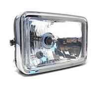 Alchemy Parts Retro-Style Motorcycle Rectangular 12V Headlight in Gloss Black | E-Marked/Homologated | High & Low Beam with Sidelight