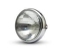 Alchemy Parts Shallow Depth Motorcycle Headlight | 7.7 inch | 196mm in Deep Chrome Finish | 12V 55W | Ideal for Cafe Racers and Retro Street Bikes