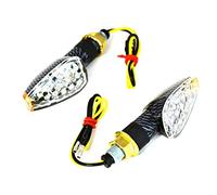 Alchemy Parts Short Stem Motorcycle Motorbike LED Indicators Turn Signals With Amber Tips - Carbon finish