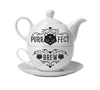 Alchemy Purrfect Brew Tea for One Set Mug Set White 15.5x14.5cm
