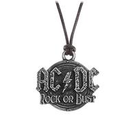 Alchemy Rocks AC/DC Rock or Bust Pendant Necklace (Black/Silver)