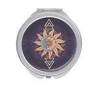 Alchemy Symbols Planet Icon Magic Astrology Occultism Folding Make Up Mirror, Compact 2X/1X Magnification Mirror, Women Portable Travel Makeup Mirror 2.4 x 2.4 inch