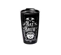 Alchemy Travel Mug Double Wall Ceramic Mug, Goth Reusable Coffee Cup, Bat Brew 12oz
