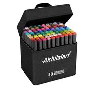 Alchilalart 80-Color Dual Tip Alcohol Markers - Sketching & Drawing Set for Adults & Kids