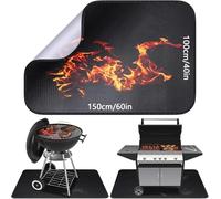 Alckijy BBQ Grill Mat - Heavy Duty Degree Non-Stick Grill Mats for Outdoor Grilling,100*150cm Outdoor BBQ Grill Fireproof Mat,Grass Protection Mats,Fire Pit Mat for Decking,Indoor Fireplace Fire Mat