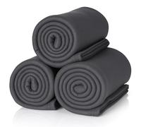 ALCLEAR 3 pieces Oeko Tex certified fleece blankets, color: anthracite, great size 130x160 cm, over 200 g/m2, sofa blanket couch blanket living blanket, picnic blanket sofa throw blanket