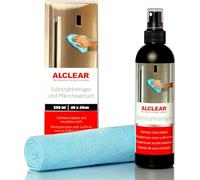 ALCLEAR 721ER Professional Stainless Steel Cleaner 250 ml and Professional Microfibre Cloth, Removes Grease, Dirt and Fingerprints - No Streaks