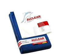 ALCLEAR 820002 Set of Microfibre Cloths for Windows - Cloth for Windows, Miracle Cloth 60 x 45 cm and Drying Cloth 60 x 40 cm - for Trace Free Cleaning of Windows, blue