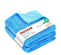 ALCLEAR 820203K_2 Microfiber Cloths 2pc Set 40x40 cm - for high-gloss kitchens, furniture fronts, paint, plastic, glass, lint-free, streak-free, ultrasonically cut, usable damp, washable 60° C.
