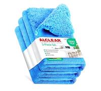 ALCLEAR 820203K_3 Microfiber Cloth Set, 3 Pack, 40x40 cm - for High-Gloss Kitchens, Furniture Fronts, Lacquer, Plastic, Glass, Lint-Free, Streak-Free, Ultrasonic Cut, Usable Damp, Washable at 60° C