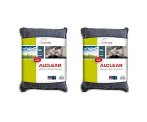 ALCLEAR 950014 Microcar car sponge against fogged windscreen, car care, blue/grey, made of microfiber cloth material, drying cloth, streak-free (Pack of 2)