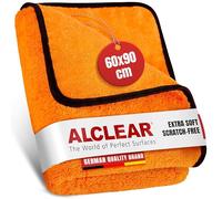 ALCLEAR car drying cloth XXL - Premium drying cloth car extra absorbent - 90x60cm microfiber cloth for scratch-free drying before polishing & after rim brush - Large microfiber drying cloth - Orange
