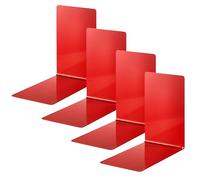 Alco-Albert 4301-12-4 Metal Bookends, Pack of 4, Red, 14 x 14 x 8.5 cm, for School, Office and Home