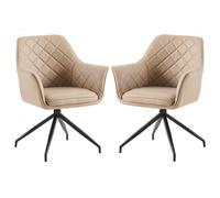 alcoa mink pu leather dining chairs with black legs in pair