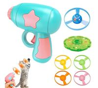 ALCOGOALL Bamboo Dragonfly Catapult Pistol, Flying Disc Launcher Toy with LED Glow, Cat Fetch Toy, Interactive Kitten Flying Disc Launcher Toy, Funny Interactive Cat Toy for Indoor Cats (C)