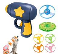 ALCOGOALL Bamboo Dragonfly Catapult Pistol, Flying Disc Launcher Toy with LED Glow, Cat Fetch Toy, Interactive Kitten Flying Disc Launcher Toy, Funny Interactive Cat Toy for Indoor Cats (A)