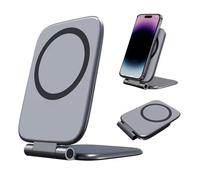 ALCOGOALL Foldable Magnetic Car Phone Mount, 270°Ultra-Slim Shockproof Magnetic Phone Holder, Dual Magnet Gym Phone Mount, Adjustable Super-Thin Phone Holder for Cars, Gym, Desk (Gray)