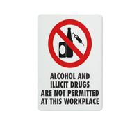Alcohol And Illicit Drugs Are Not Permitted At This Workplace Sign 12 X 8 Inches Reflective Aluminum Metal Warning Signage With Symbol For Indoor Outdoor Use