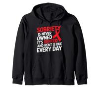 Alcohol Awareness Month Sober Lifestyle Sobriety Zip Hoodie