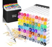Alcohol Based Art Markers Pens - 80 Colors Marker Set Dual Tip Permanent Colouring Pens for Drawing Coloring Graffiti - Double Ended Fine & Broad for Anime Manga Adults Kids with Carrying Case Base