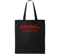 Alcohol Because No Great Story Starts with Salad Natural Ecological Cotton Tote Bag Black