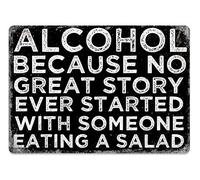 Alcohol, because no Salad - Black - Small Sticky Pads | Printed Metal Wall Sign Plaque