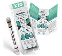 Alcohol Breathalyzer Tester UK (10 Pack) - European Standard Certified Disposable Breathalyser Kit for European Travel - 0.2‰ & 0.5‰ BAC Levels - Made in France
