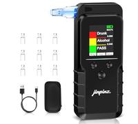 Alcohol Breathalyzer Tester with Electrochemical Sensor: Professional Digital Breathalyser with Counter - Portable Rechargeable High Accuracy Breath Test Device for Personal Professional Use Black