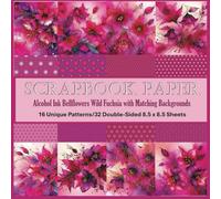 Alcohol Ink Bellflowers Wild Fuchsia with Matching Backgrounds Scrapbooking Paper: Greeting Card Backgrounds and Die Cut Elements, Decoupage, Paperbead Crafting Patterned Paper