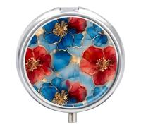 Alcohol Ink Flowers Marble Mini Pill Box Portable Vitamins Organizer 3 Compartment Pills Case for Pocket Purse
