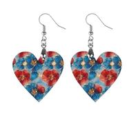 Alcohol Ink Flowers Marble Trendy Wooden Earrings Lightweight Charms Pendant Hooks Gifts for Women Star