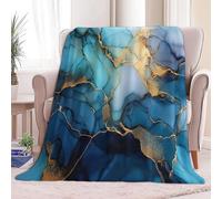 Alcohol Ink Painting Throw Blanket Ultra Soft Warm All Season Blankets, Sky Blue Decorative Fleece Blankets for Bed Chair Car Sofa Couch Bedroom 130 x 150 cm