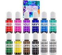 Alcohol Ink Set - 12 Colours Alcohol Based Ink for Epoxy Resin Painting, Epoxy Petri Dish Making, Resin Art - Concentrated Paint Color Dye for Coaster, Yupo, Tumbler Making - 10ml Each