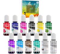 Alcohol Ink Set - 12 Vibrant Colours Ink for Epoxy Resin Art, Petri Dish Making - Concentrated Paint Colour Dye for Resin Painting, Tumbler, Coaster Making, Yupo - 10ml
