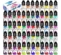 Alcohol Ink Set - 56 Bottles Vibrant Colors High Concentrated Alcohol-Based Ink, Concentrated Epoxy Resin Paint Colour Dye, Great for Painting, Resin Petri Dish, Coaster, Tumbler Cup Making(10ml Each)