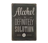 Alcohol Is Definitely Solution Beer Tin Sign Metal Novelty Retro Vintage Wall Plaque 20x30cm Decorative Sign - Ideal for Pub Bar Office Home Bedroom Dining Room Kitchen - Cool Classic Gift Shabby Chic