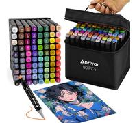 Alcohol Marker Dual Brush Felt Pens - 80 Colours Graffiti Pens Permanent Twin Markers Brush Tip Colouring Manga Paint Marker Drawing Pens Alcohol Marker Pastel for Adults Children Office