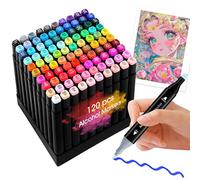 Alcohol Markers 120 Colours, Dual Tip Art Marker Pens with Fine & Chisel Tips, Numbered Alcohol Based Colouring Pens Set with Carry Case for Drawing, Sketching, Manga, School Art & Adult Colouring