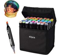 Alcohol Markers, 40 Colors Dual Tip Art Markers for Kids, Colouring Pens for Adult, Marker Pens Supplies Perfect for Painting, Coloring, Sketching and Drawing