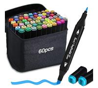 Alcohol Markers 60 Colours Alcohol Permanent Marker Pen Set, Colouring Pens for Adults, Dual Tip Markers for Colouring Books, Drawing, Sketching, Anime Design, Manga, Illustration
